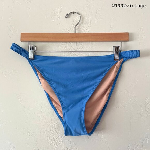 NWT Madewell Scrunchy Strap Mid-Rise Bikini Set Ornamental Blue | Size L - Picture 2 of 7